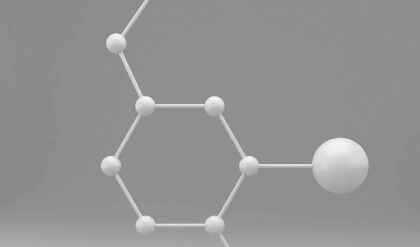 3d illustration. Model of serotonin molecule, Hormone of Happiness. On white background.