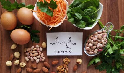 Food,Rich,In,Glutamine,With,Structural,Chemical,Formula,Of,Glutamine