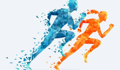 Man,Vs,Woman.,Runners,Vector,Illustration.,Feminism,Concept